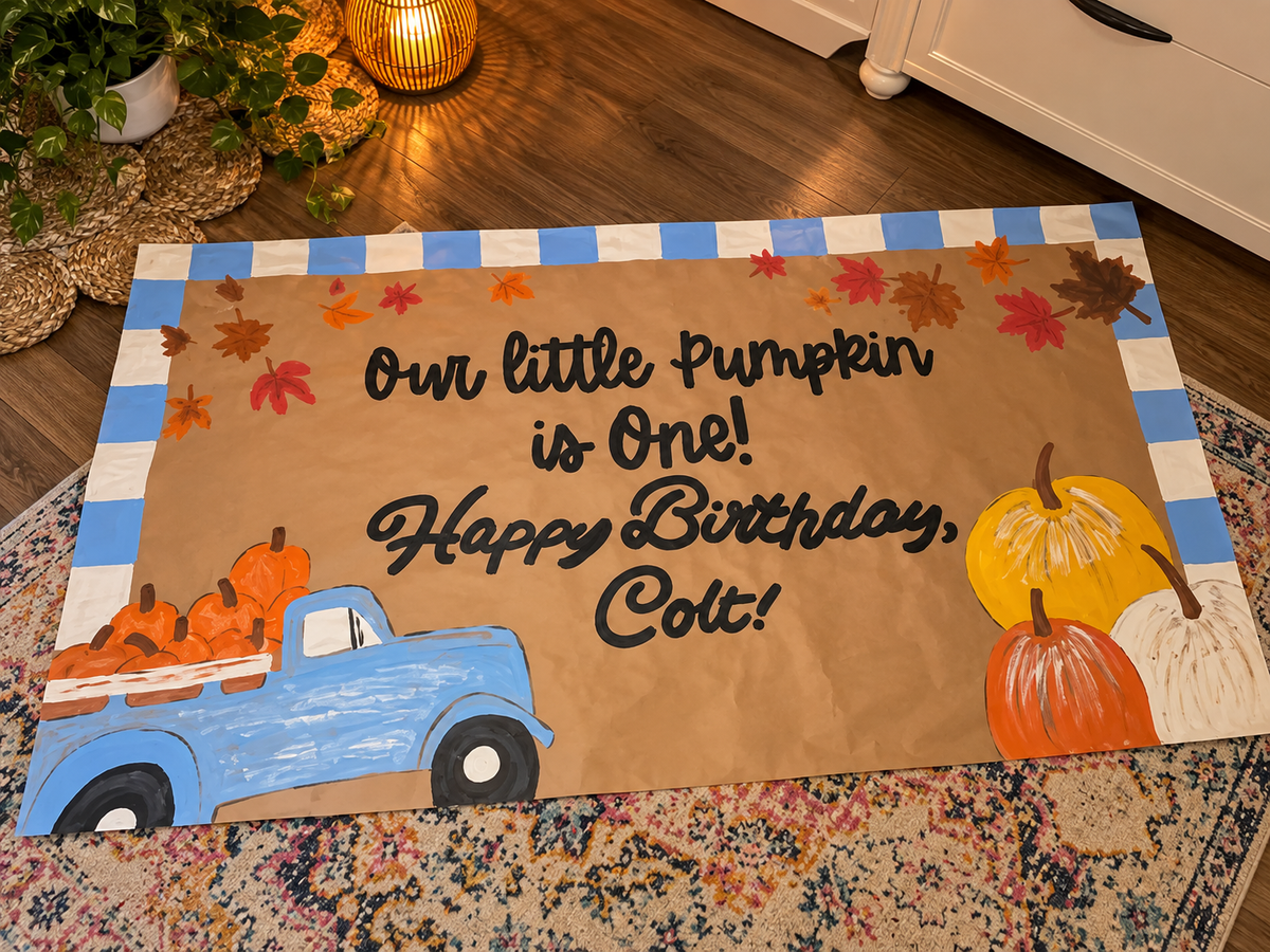 Custom Hand-Painted 1st Birthday Fall Themed Banner