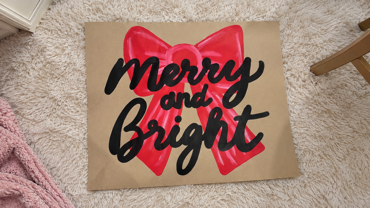 Custom Hand-Paint Merry and Bright Christmas Banner